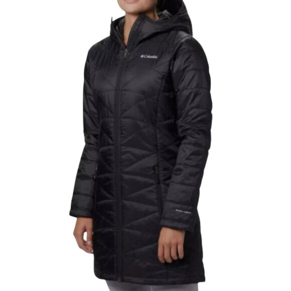 COLUMBIA Mighty Lite Hooded Omni Heat Jacket-Coat Sz XL Black Full Zip Insulated - Picture 3 of 15